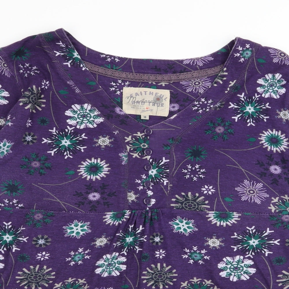 Fat Face Womens Purple Floral  Basic T-Shirt Size 18