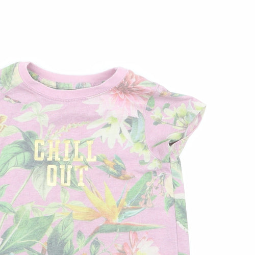 NEXT Girls Multicoloured Floral  Basic T-Shirt Size 3 Years