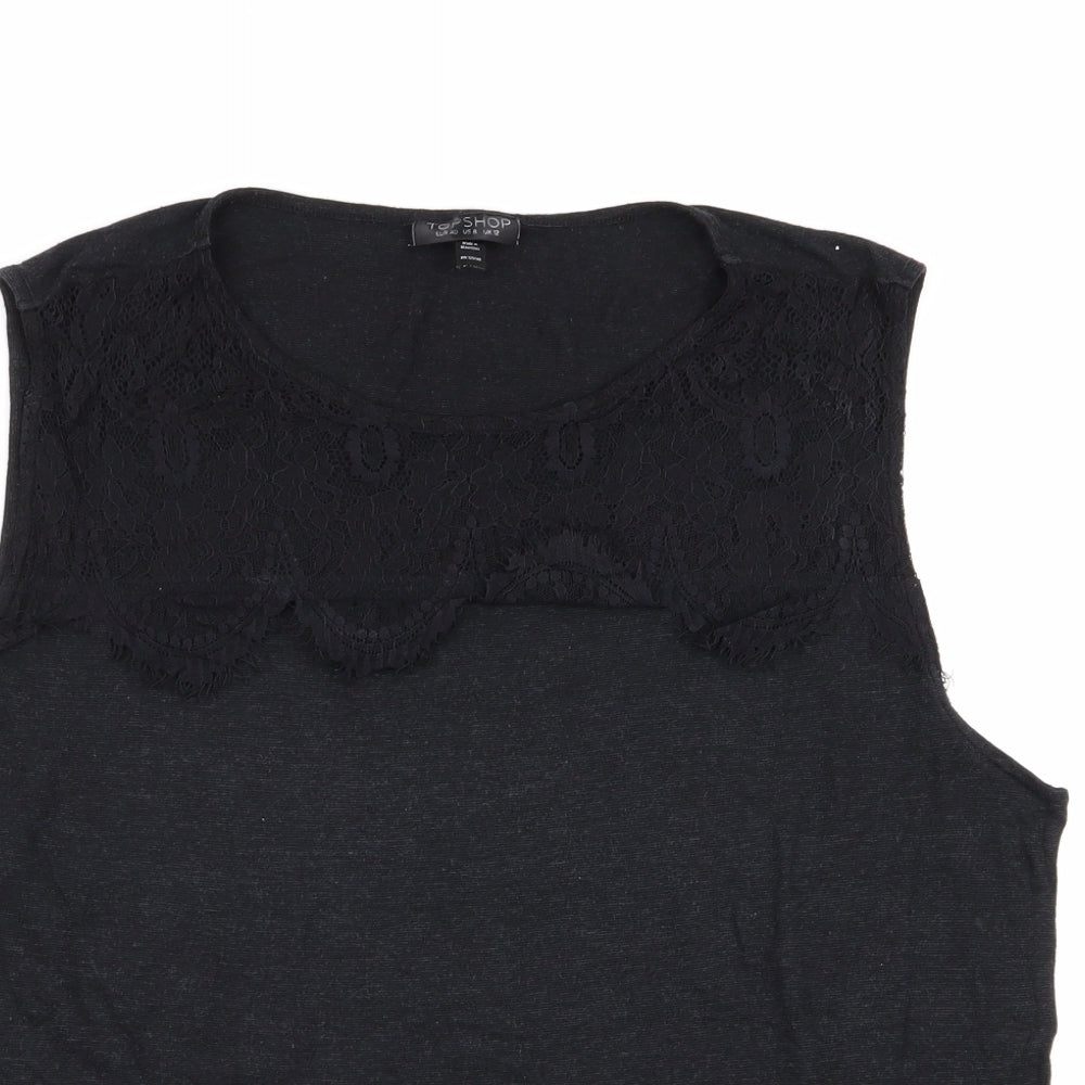 Topshop Womens Black   Basic Tank Size 12