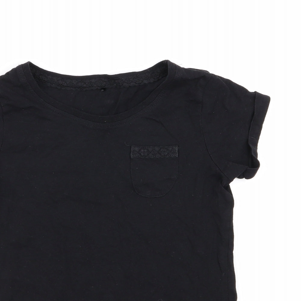 Asda George Girls Black   Basic T-Shirt Size 6-7 Years