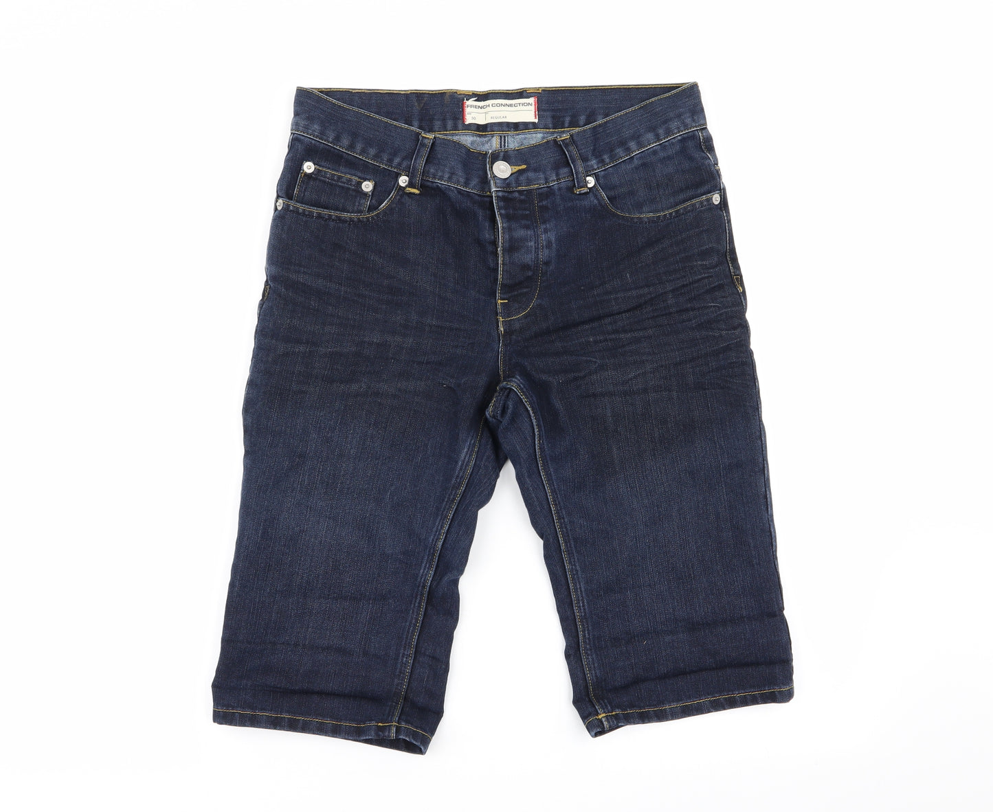 French Connection Mens Blue  Denim Chino Shorts Size 30 in