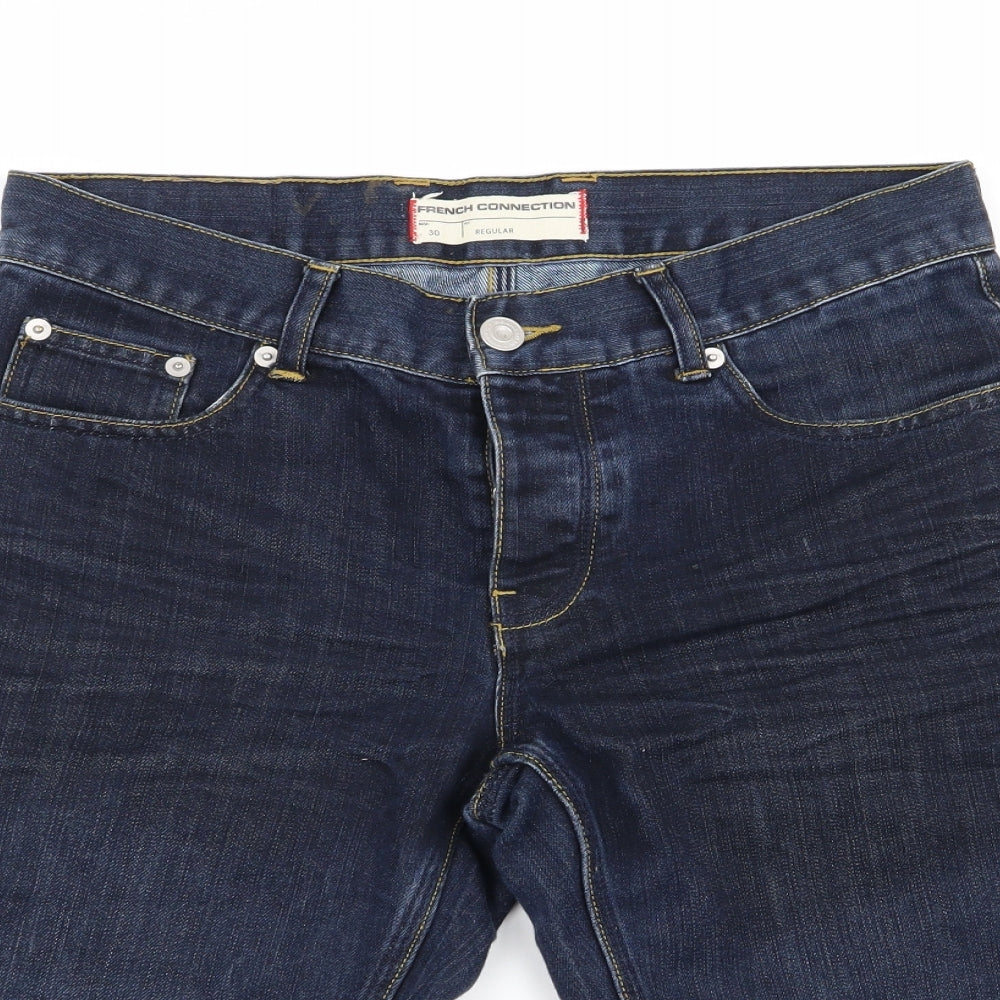 French Connection Mens Blue  Denim Chino Shorts Size 30 in