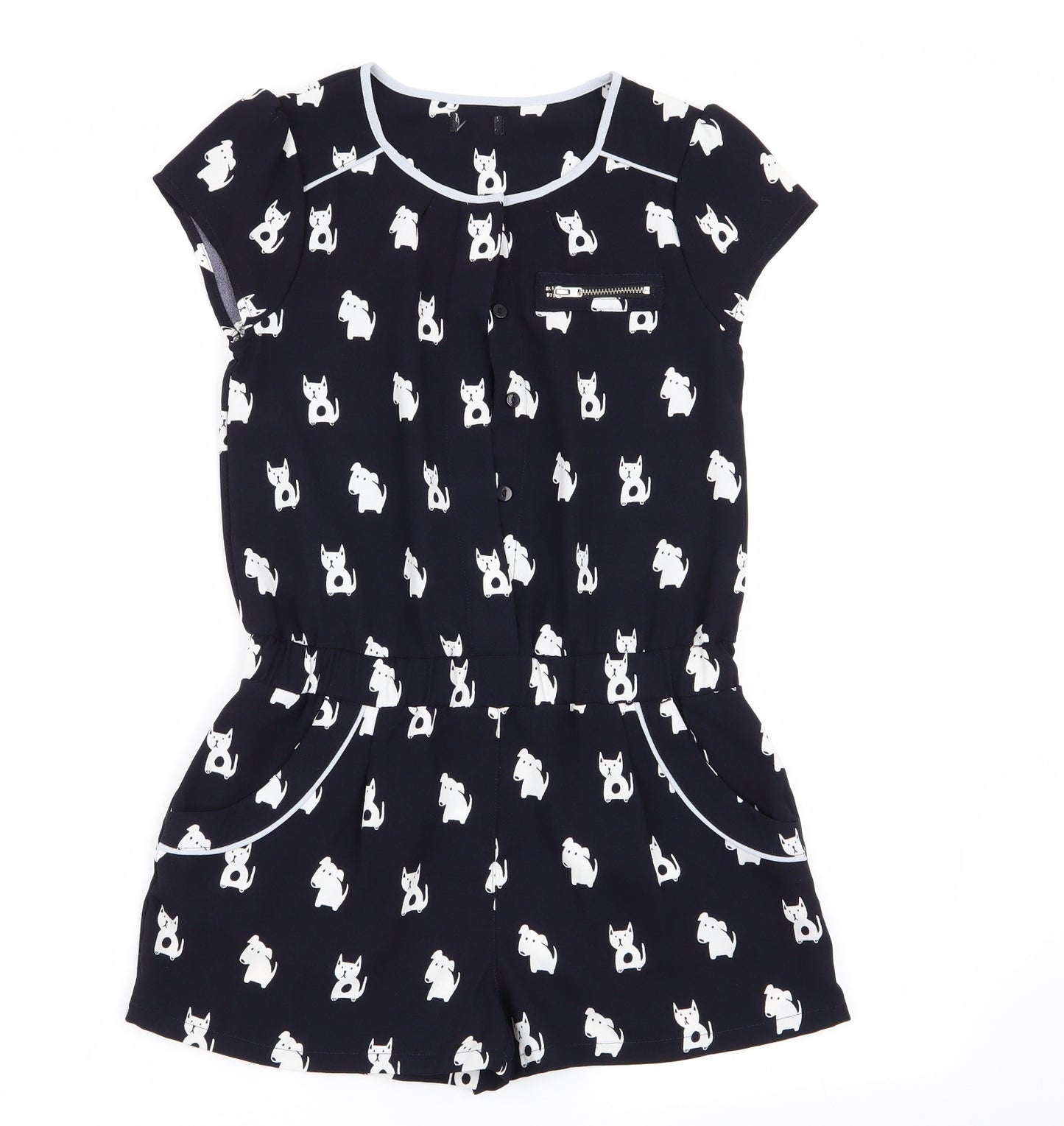NEXT Girls Blue Animal Print  Playsuit One-Piece Size 11 Years
