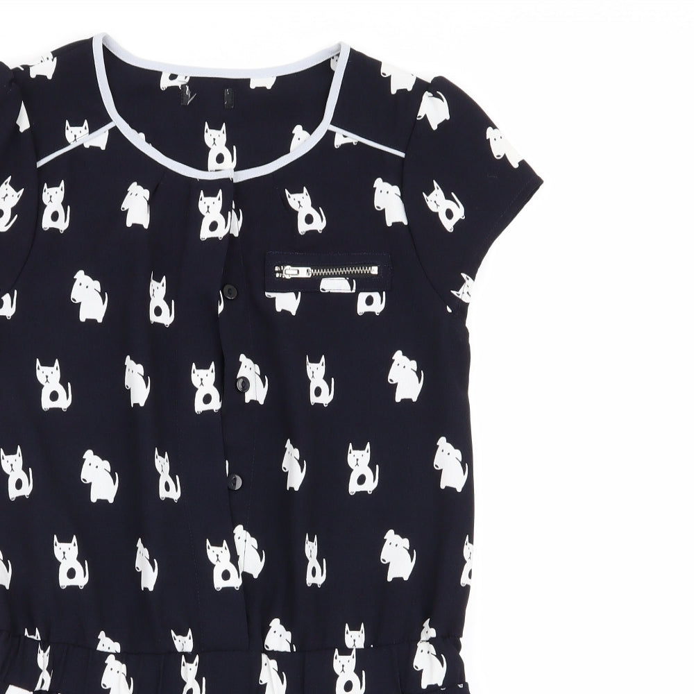 NEXT Girls Blue Animal Print  Playsuit One-Piece Size 11 Years