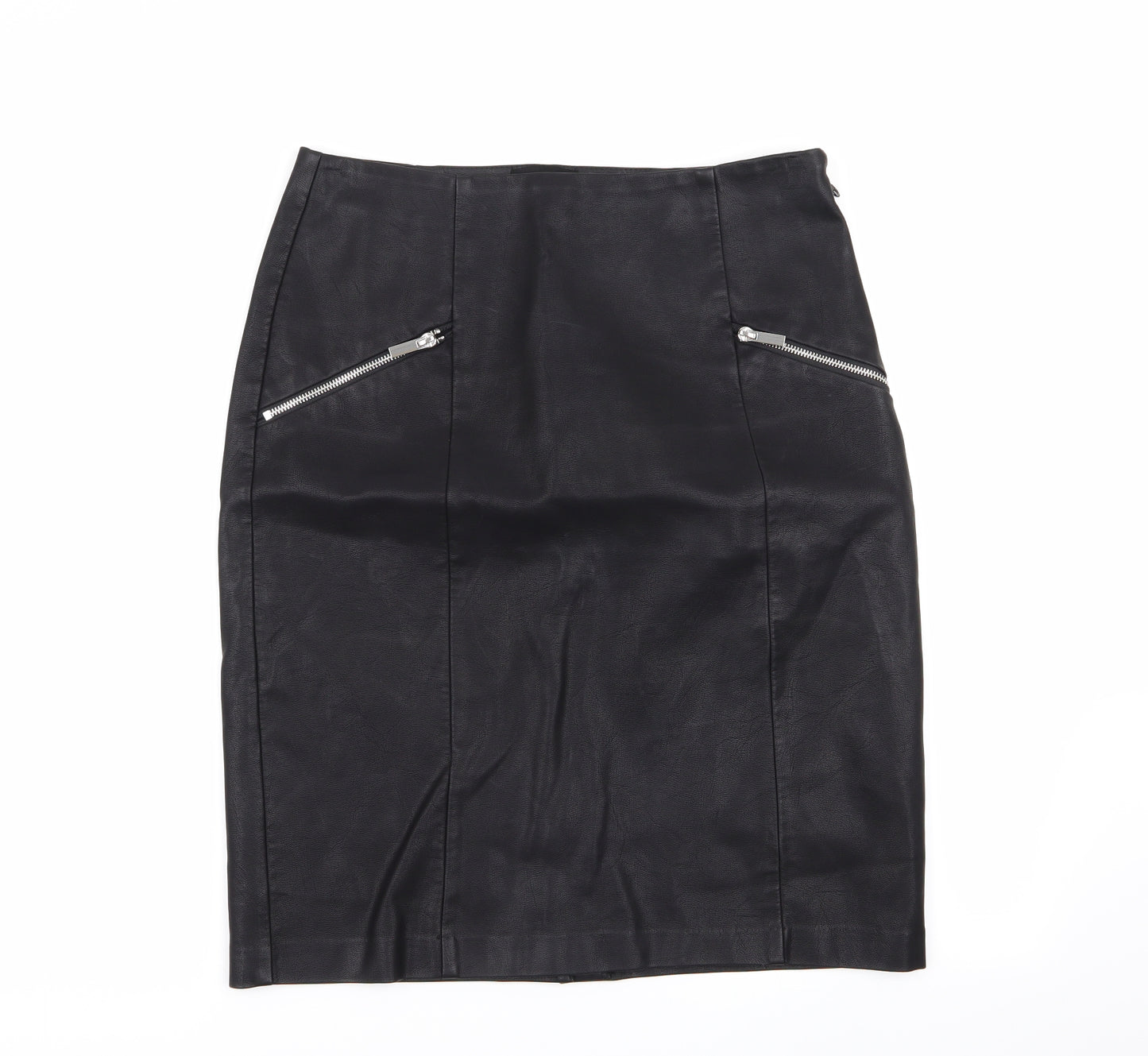 New Look Womens Black   A-Line Skirt Size 12  - Leather Skirt