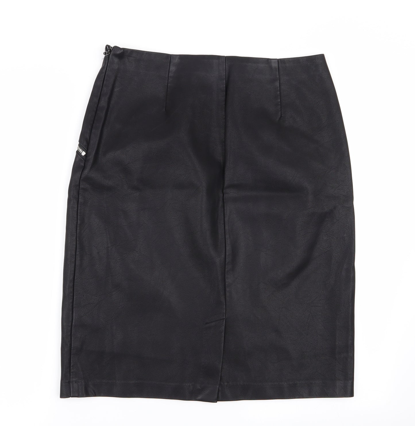 New Look Womens Black   A-Line Skirt Size 12  - Leather Skirt