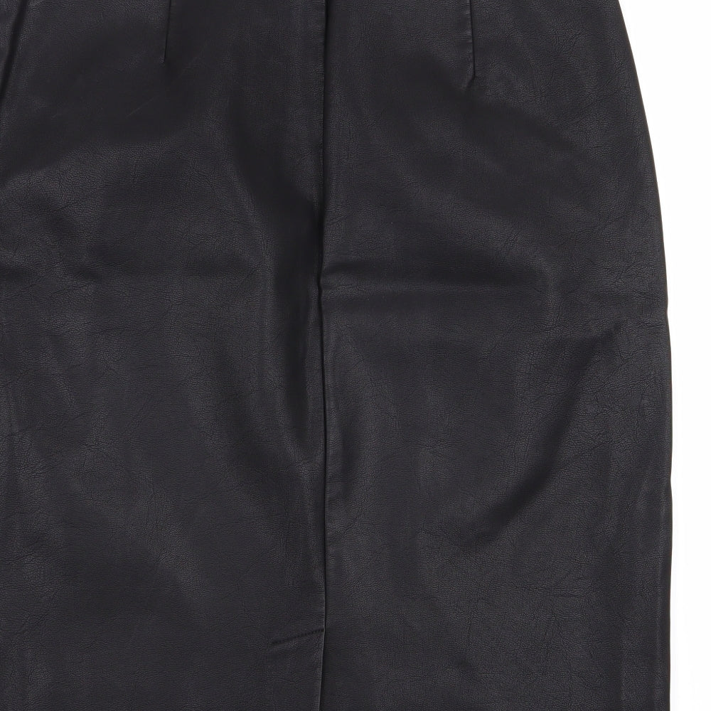 New Look Womens Black   A-Line Skirt Size 12  - Leather Skirt