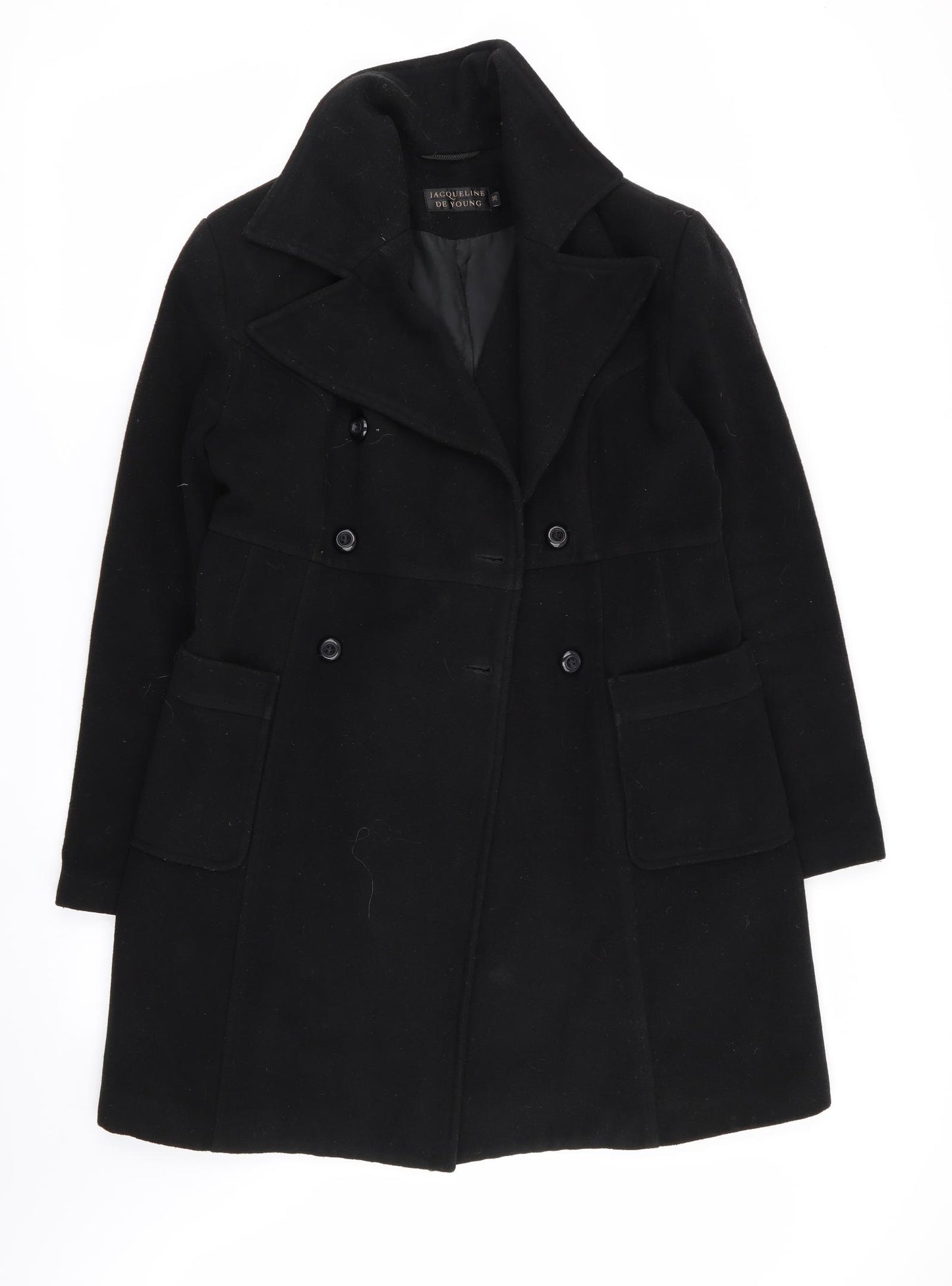 Jaqueline de Yong Womens Black   Overcoat Coat Size 8