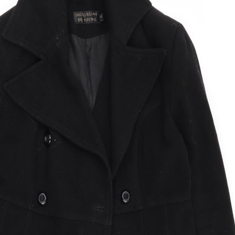 Jaqueline de Yong Womens Black   Overcoat Coat Size 8
