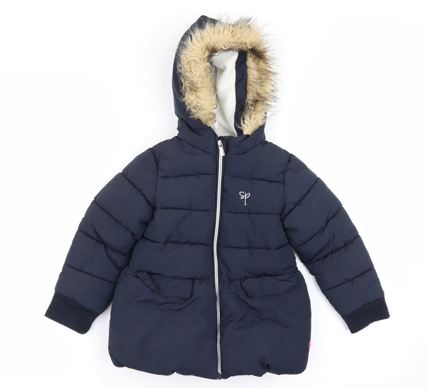Sugar Pink Girls Blue   Parka Coat Size 4-5 Years
