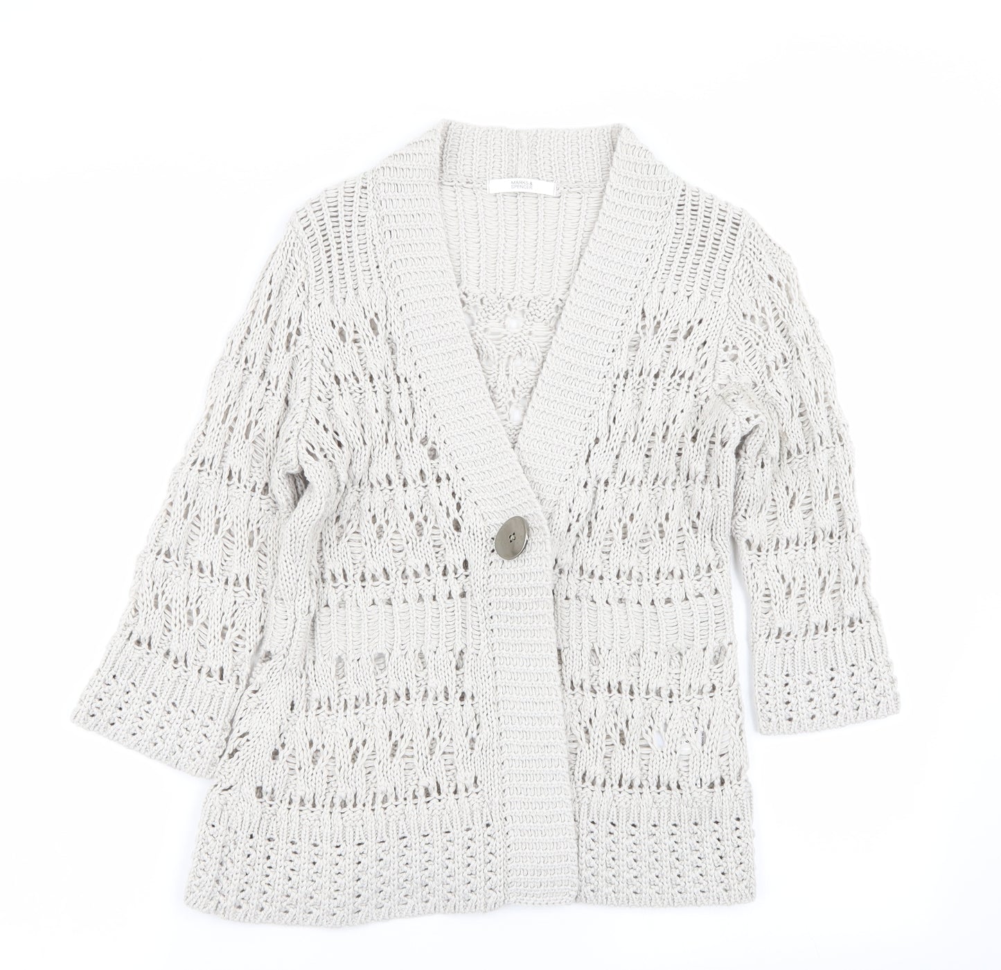 M&S Womens Grey   Cardigan Jumper Size 8