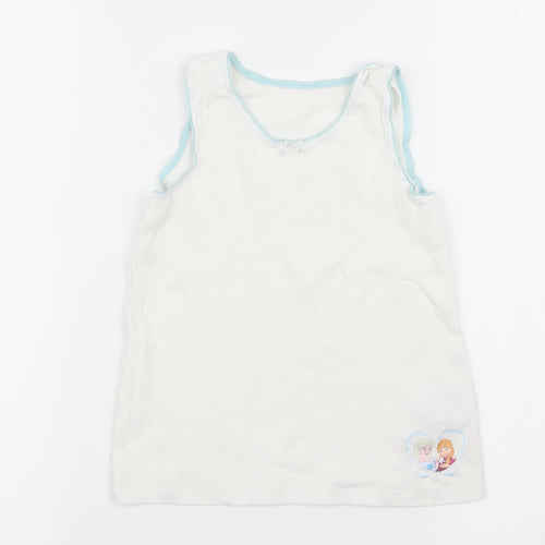 M&S Girls White   Basic Tank Size 6-7 Years