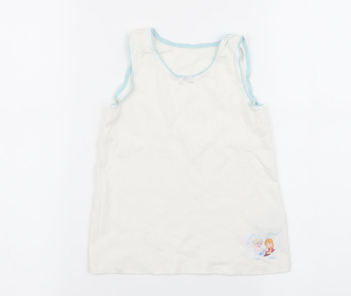 M&S Girls White Basic Tank Size 6-7 Years