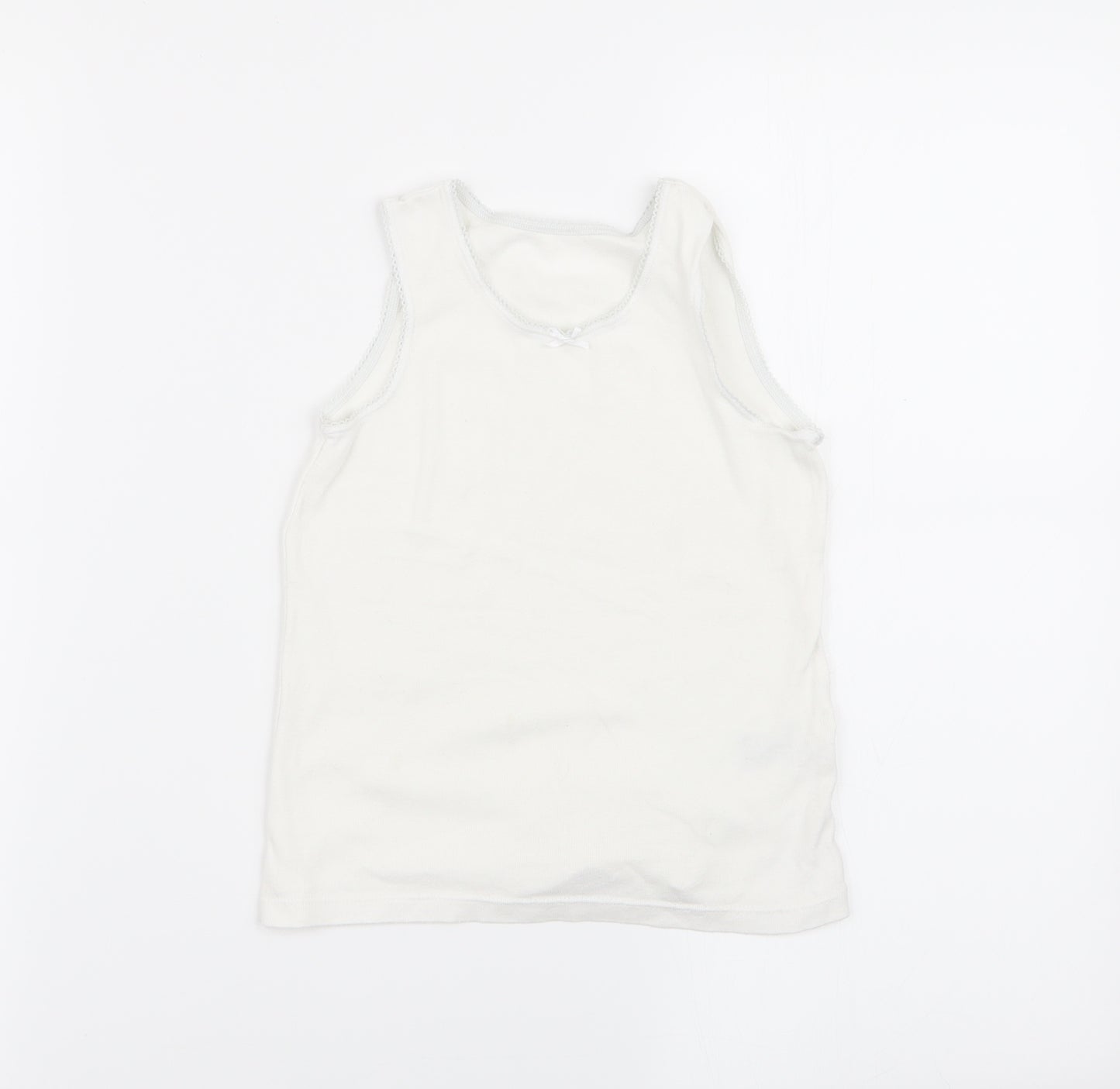 M&S Girls White   Basic Tank Size 7-8 Years