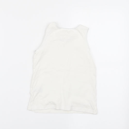 M&S Girls White   Basic Tank Size 7-8 Years