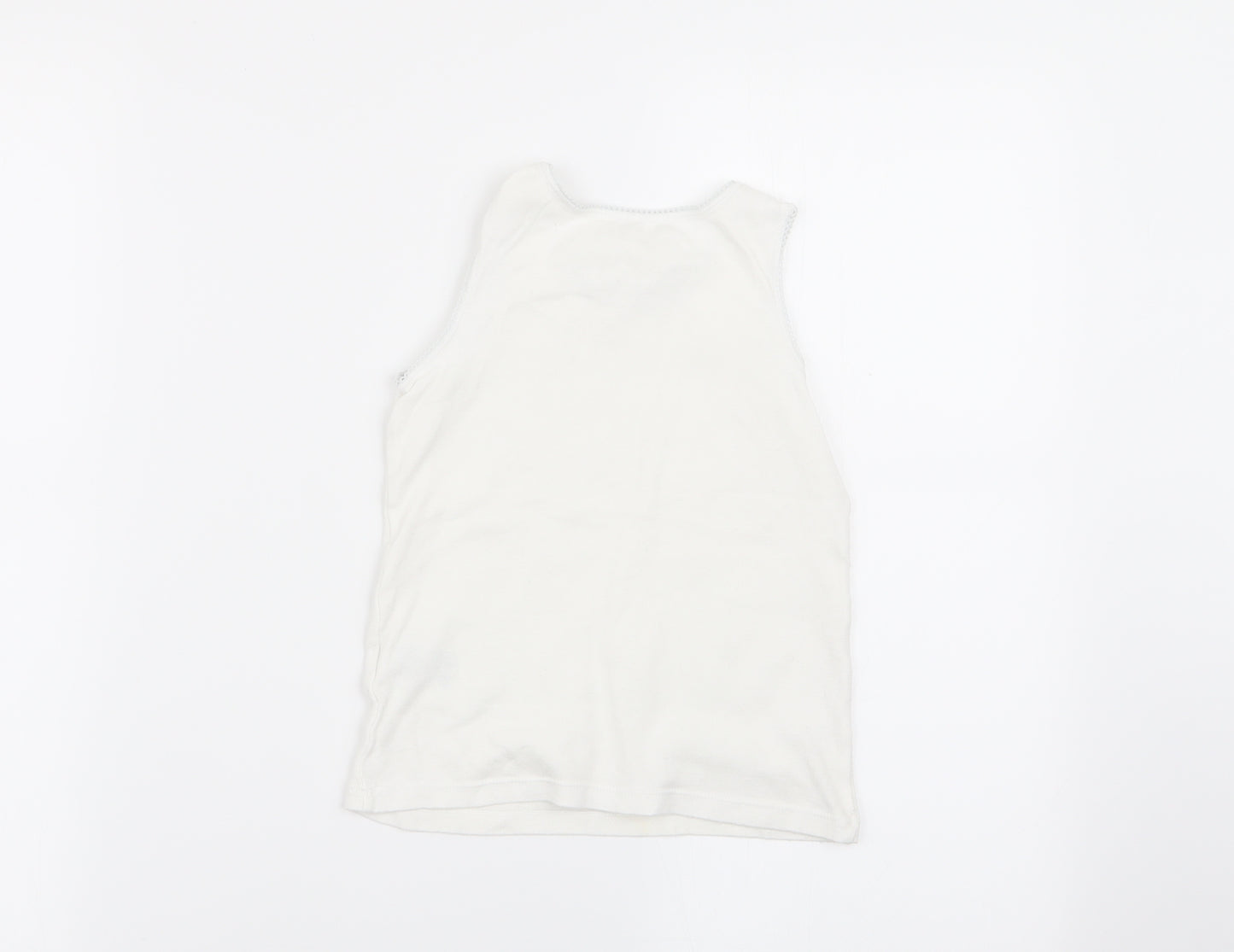 M&S Girls White   Basic Tank Size 7-8 Years