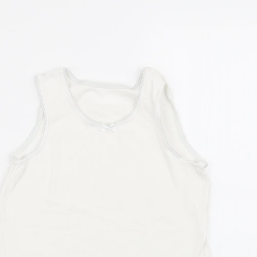 M&S Girls White   Basic Tank Size 7-8 Years