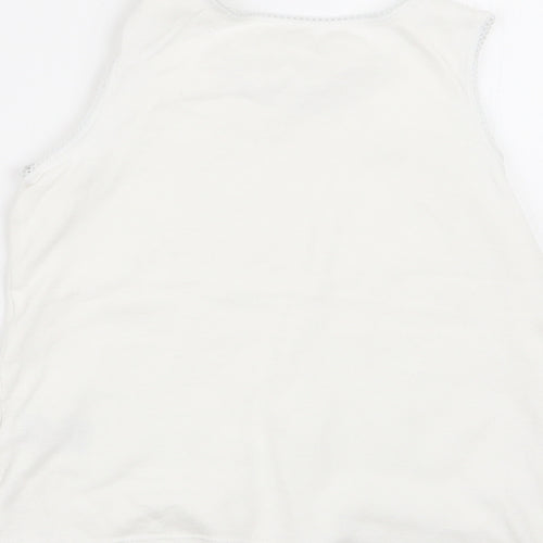 M&S Girls White   Basic Tank Size 7-8 Years