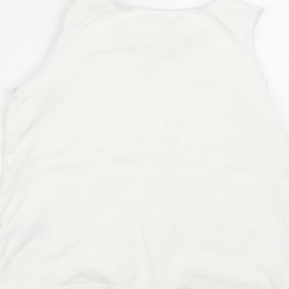 M&S Girls White   Basic Tank Size 7-8 Years