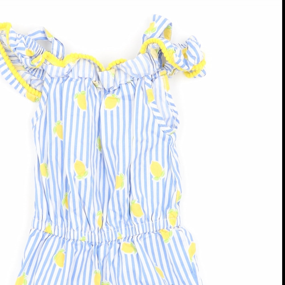 Penelope Mack Girls Multicoloured Striped  Dungaree One-Piece Size 24 Months  - playsuit