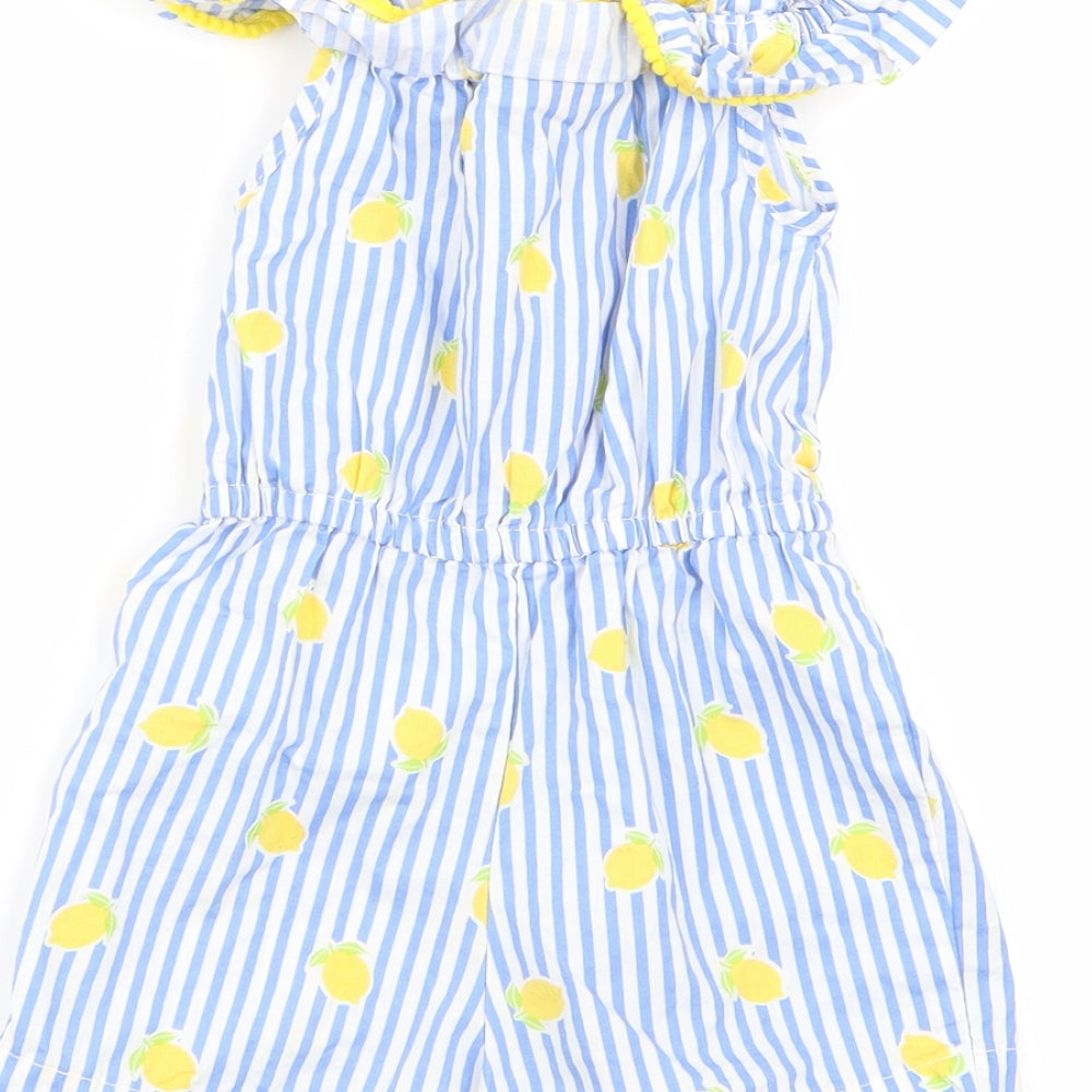 Penelope Mack Girls Multicoloured Striped  Dungaree One-Piece Size 24 Months  - playsuit