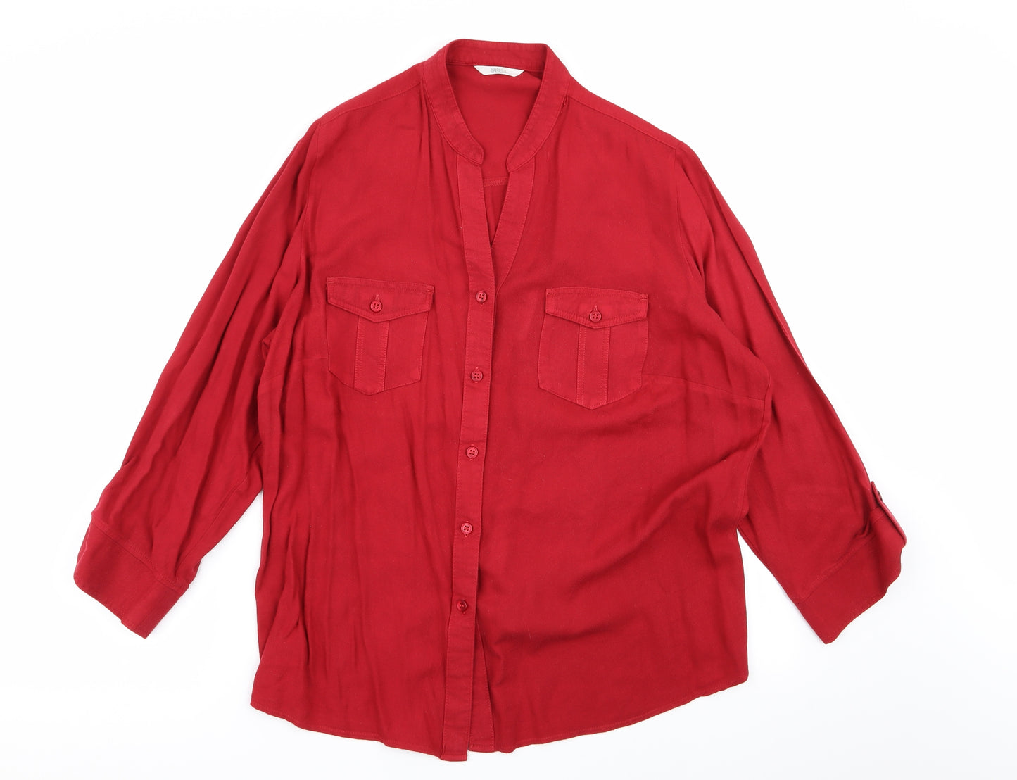 M&S Womens Red   Basic Button-Up Size 16