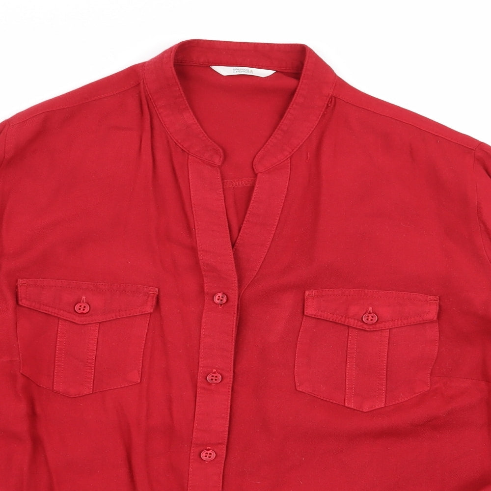 M&S Womens Red   Basic Button-Up Size 16