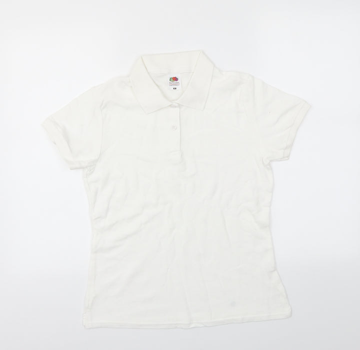Fruit of the Loom Girls White Basic T-Shirt Size M