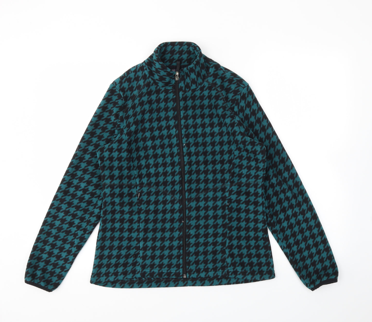 M&S Womens Green Geometric  Full Zip Jumper Size 12