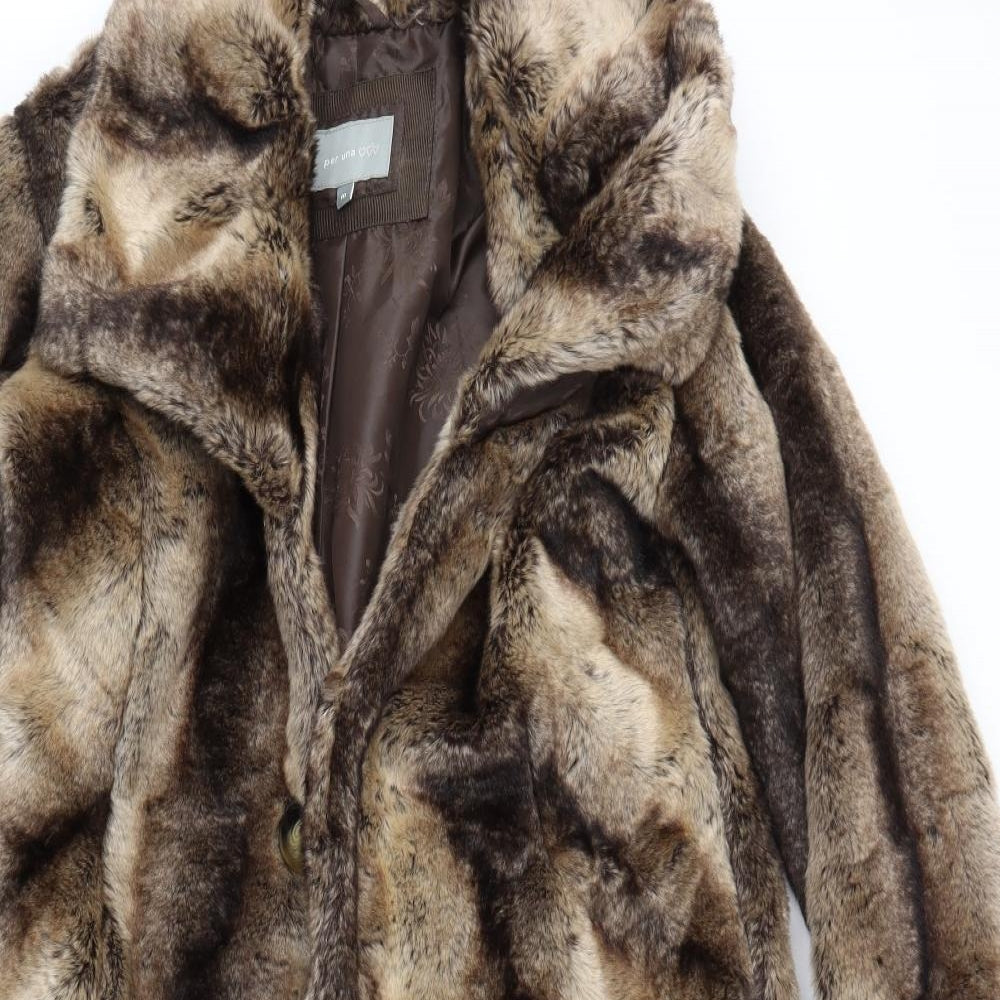 M&S Womens Brown Animal Print  Jacket Coat Size M
