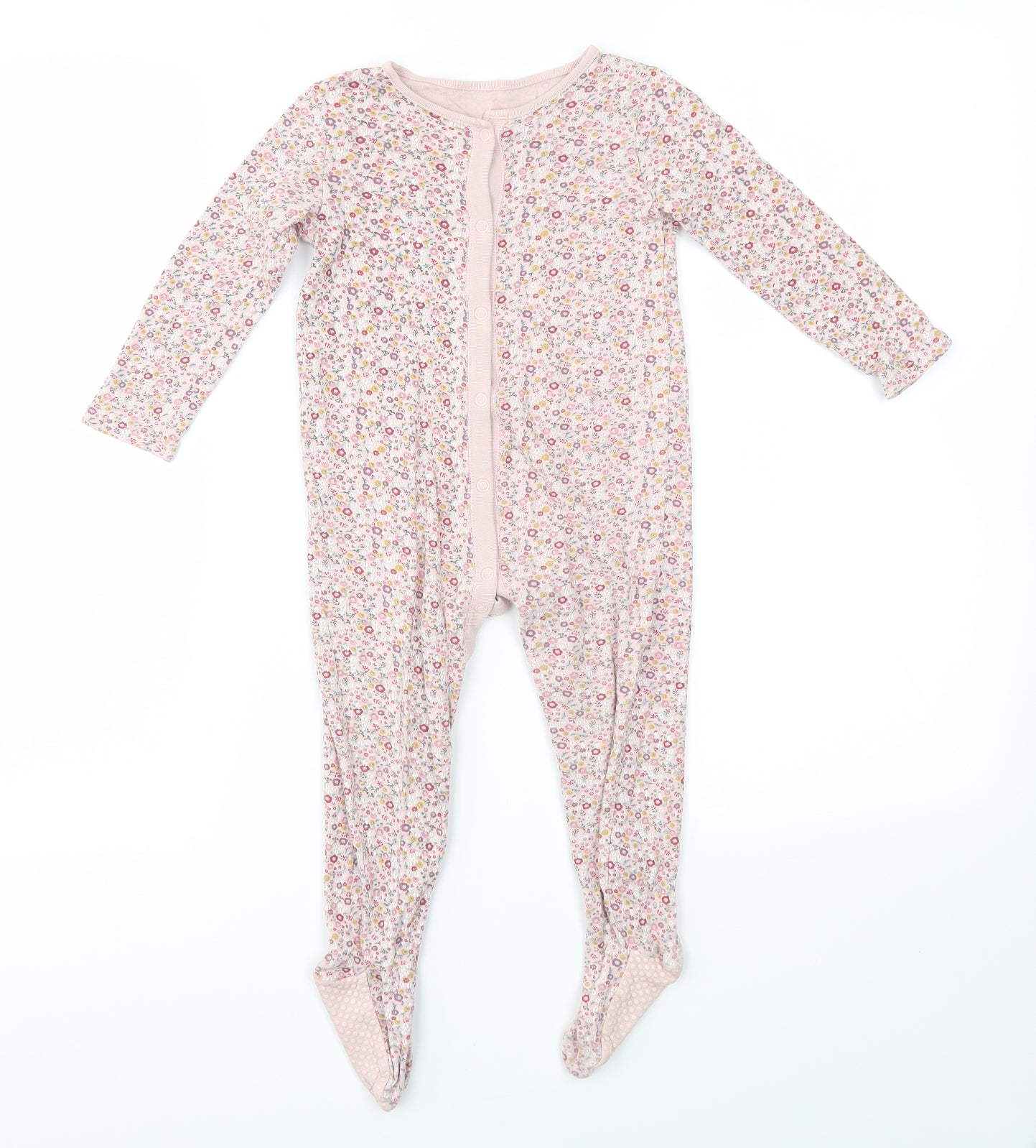 F&F Girls Pink Floral  Babygrow One-Piece Size 18-24 Months