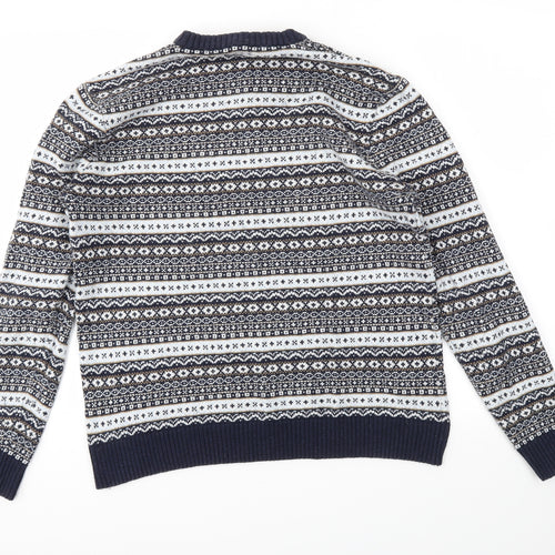F&F Mens Blue Argyle/Diamond  Pullover Sweatshirt Size L