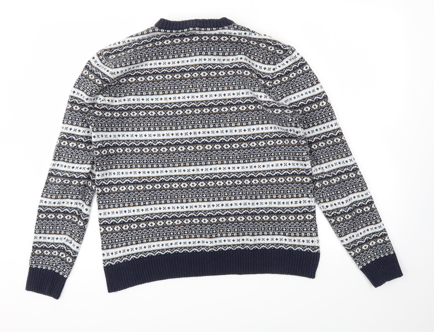 F&F Mens Blue Argyle/Diamond  Pullover Sweatshirt Size L