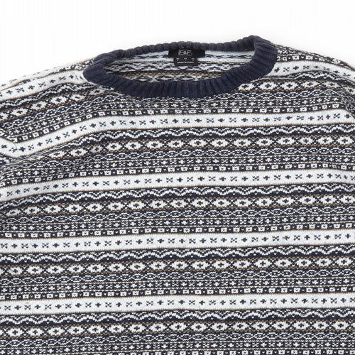 F&F Mens Blue Argyle/Diamond  Pullover Sweatshirt Size L