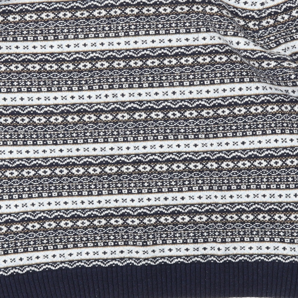 F&F Mens Blue Argyle/Diamond  Pullover Sweatshirt Size L