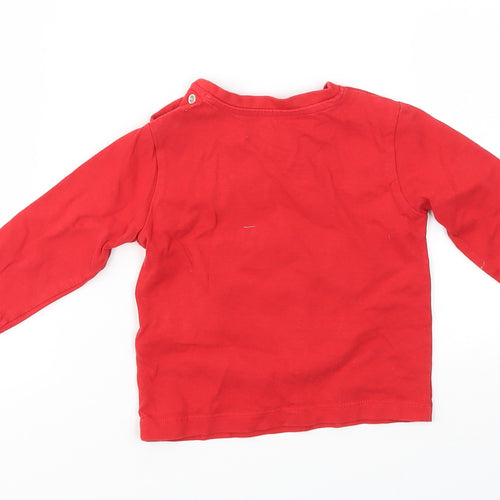 M&S Boys Red Animal Print  Basic T-Shirt Size 6-9 Months
