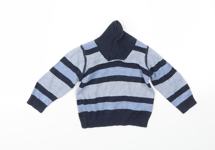 Earlydays Boys Blue Striped Pullover Jumper Size 0-3 Months