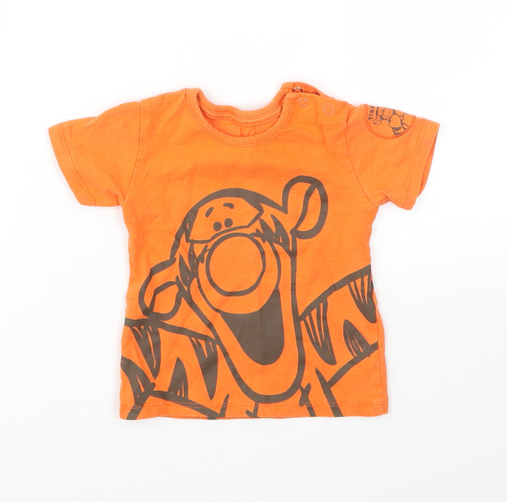 George Boys Orange Animal Print  Basic T-Shirt Size 6-9 Months