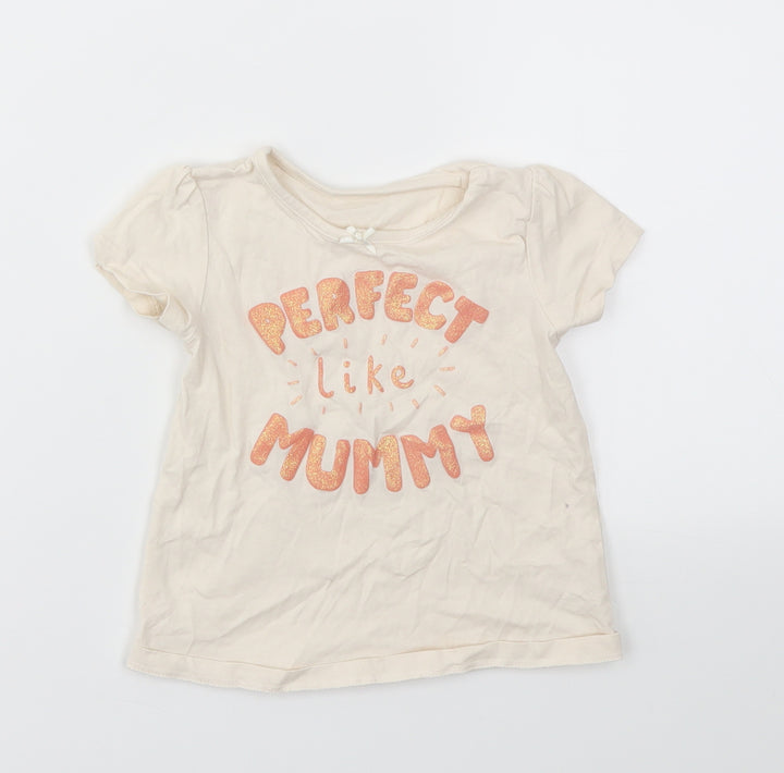 George Girls Ivory   Basic T-Shirt Size 9-12 Months