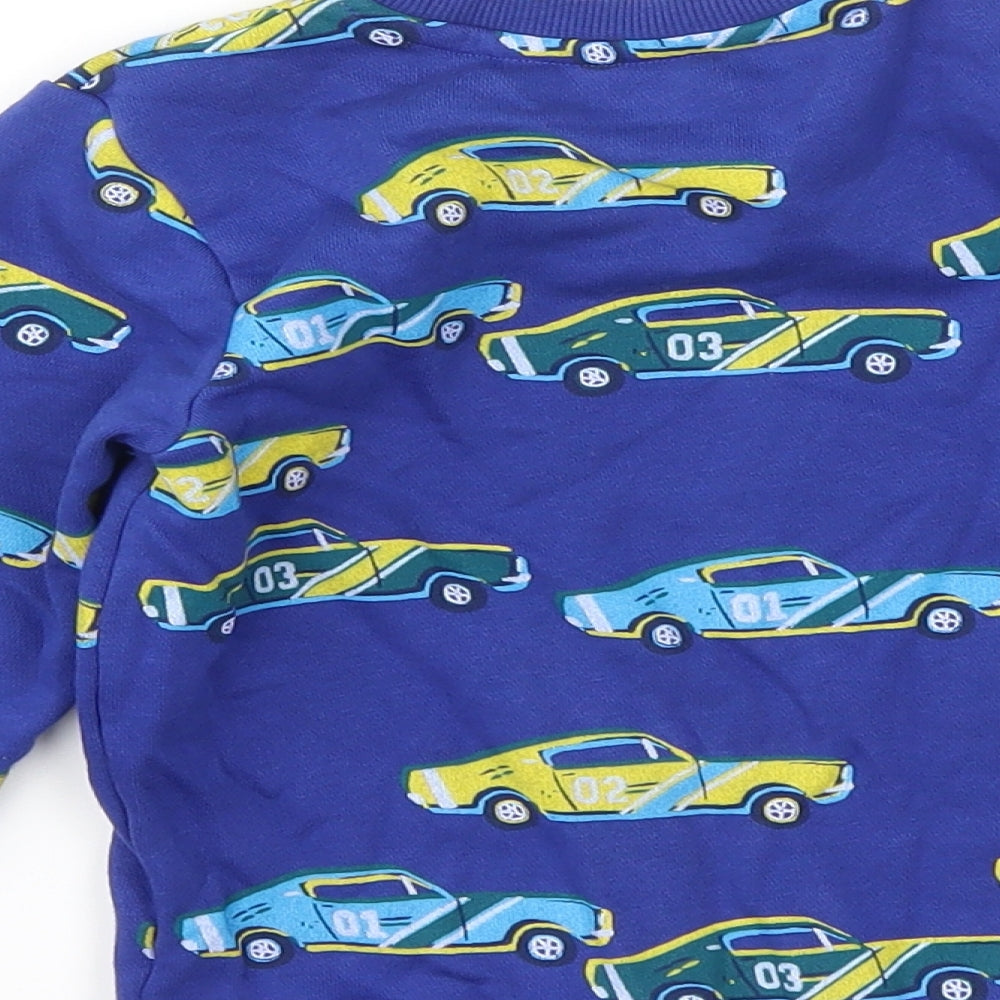 M&S Boys Blue Geometric  Pullover Jumper Size 3-4 Years