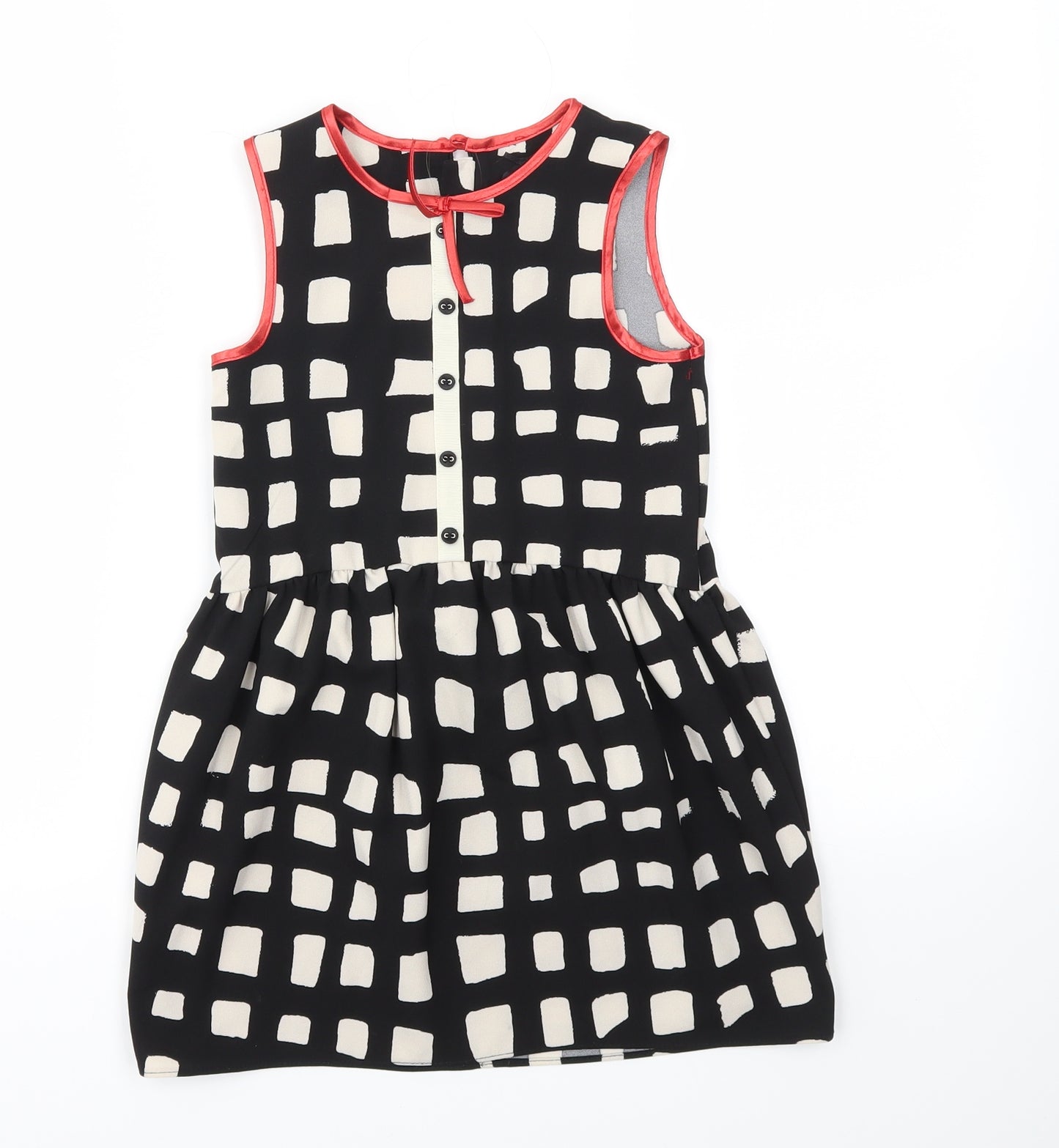 NEXT Girls Black Geometric  Fit & Flare  Size 6 Years