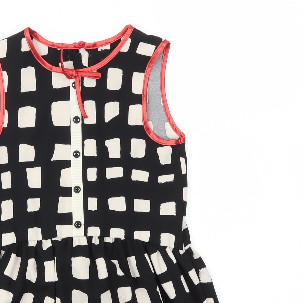 NEXT Girls Black Geometric  Fit & Flare  Size 6 Years