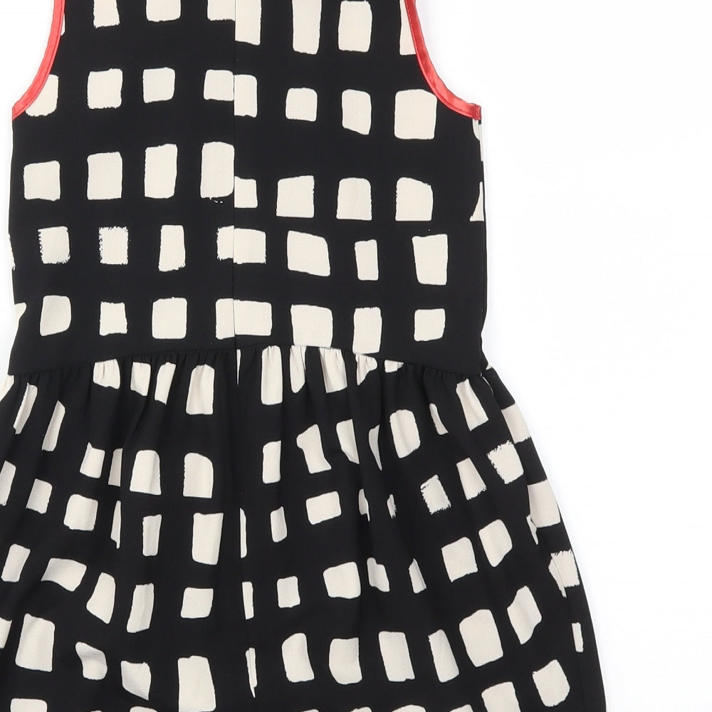 NEXT Girls Black Geometric  Fit & Flare  Size 6 Years