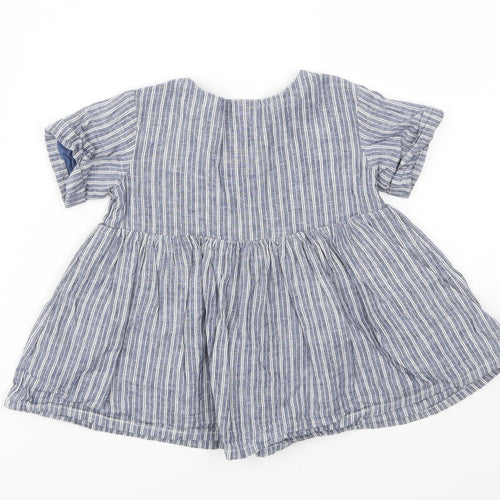 H&M Girls Blue Striped  Fit & Flare  Size 6-9 Months