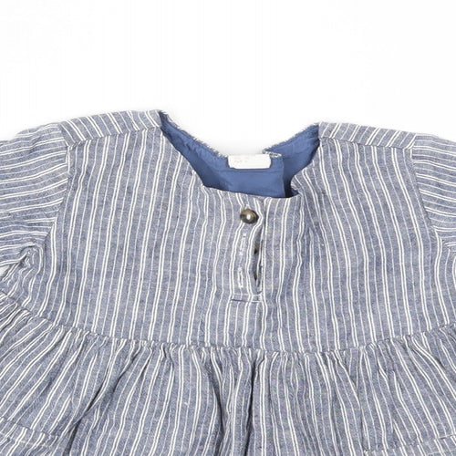 H&M Girls Blue Striped  Fit & Flare  Size 6-9 Months