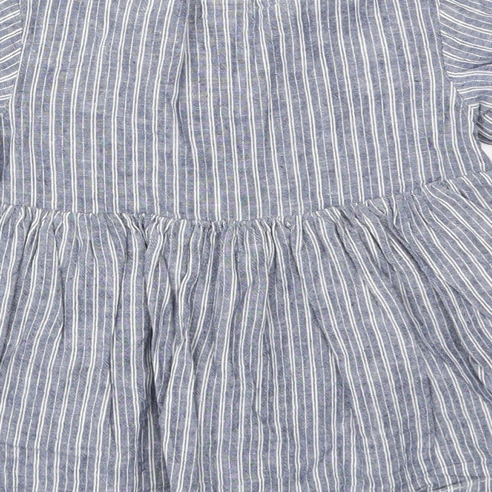 H&M Girls Blue Striped  Fit & Flare  Size 6-9 Months