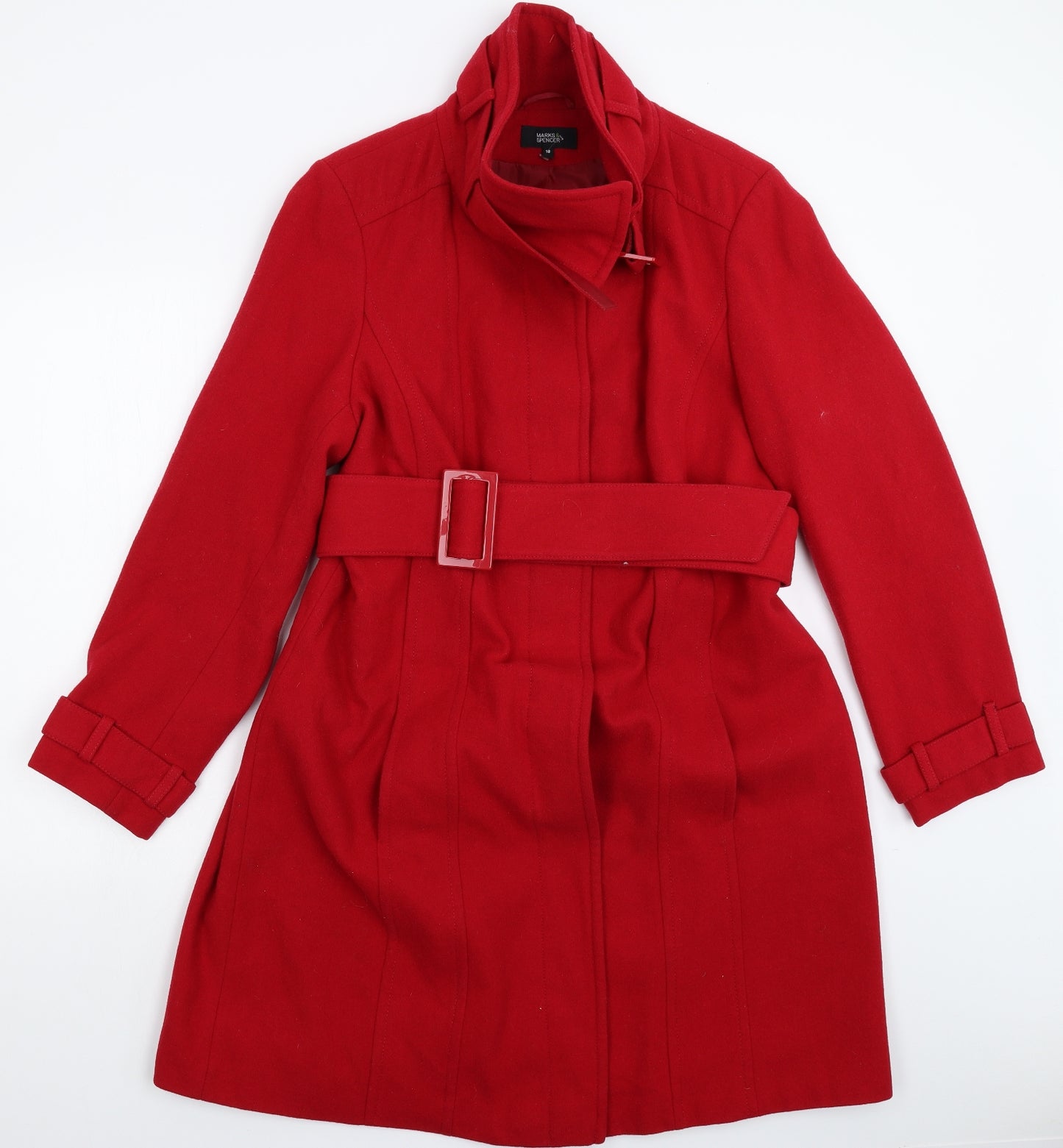 Marks and Spencer Womens Red   Overcoat Coat Size 18