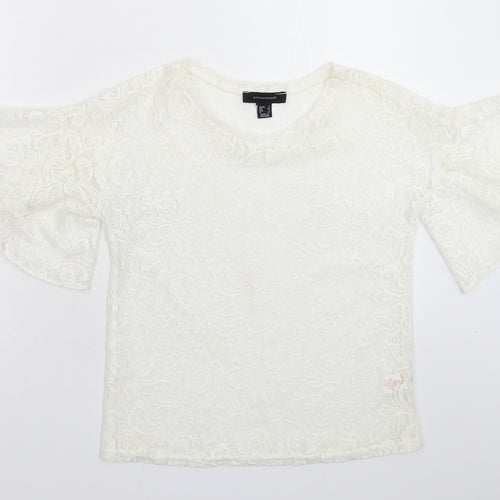 Atmosphere Womens White  Lace Basic Blouse Size 4