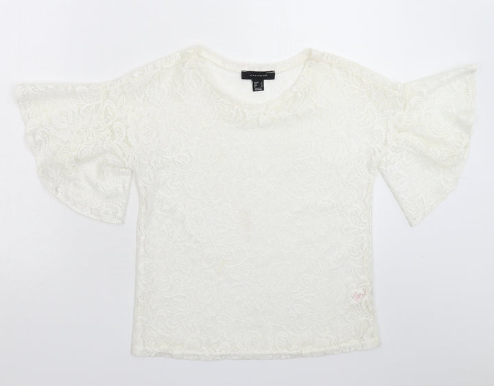 Atmosphere Womens White Lace Basic Blouse Size 4