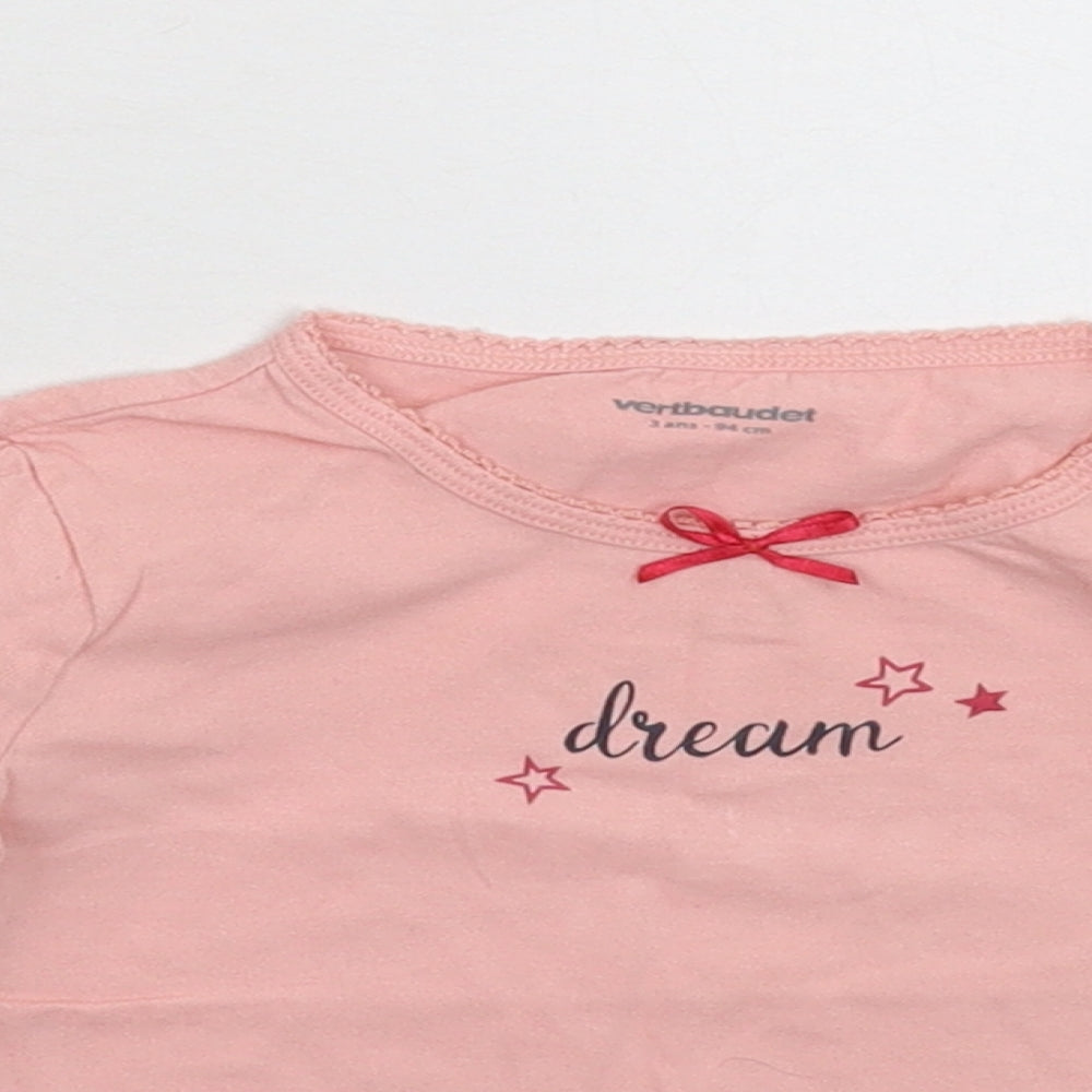 Vertbaudet Girls Pink   Basic T-Shirt Size 3 Years